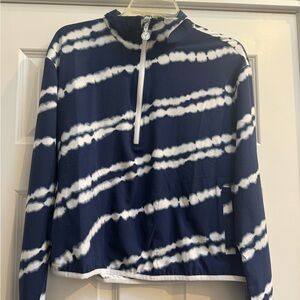 Talbots Navy and White Tie-Dye Top